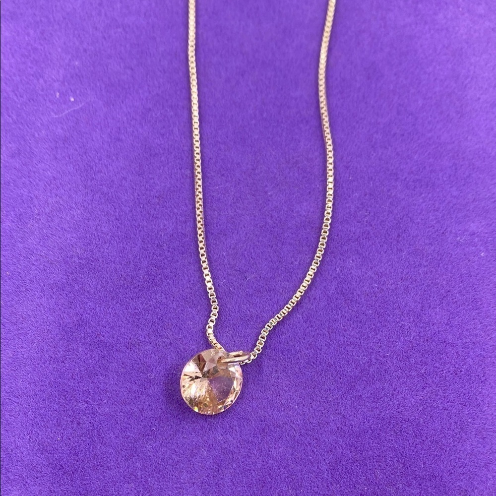 💛 Free Joe Fresh Elegant Gold Necklace with Peach Crystal Pendant